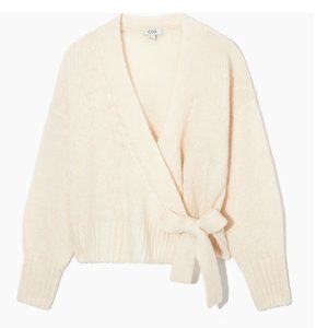 Cos Wool Alpaca Blend Wrap Over Cardigan Cream Medium